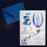 Προσκλητήριο Bάπτισης UP UP AND AWAY για αγόρι