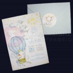 Προσκλητήριο Bάπτισης ΕΛΕΦΑΝΤΑΚΙ ΣΤΑ ΣΥΝΝΕΦΑ για αγόρι