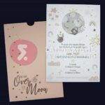 Προσκλητήριο Bάπτισης OVER THE MOON για κορίτσι