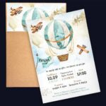 Προσκλητήριο Bάπτισης ΑΕΡΟΣΤΑΤΟ για αγόρι