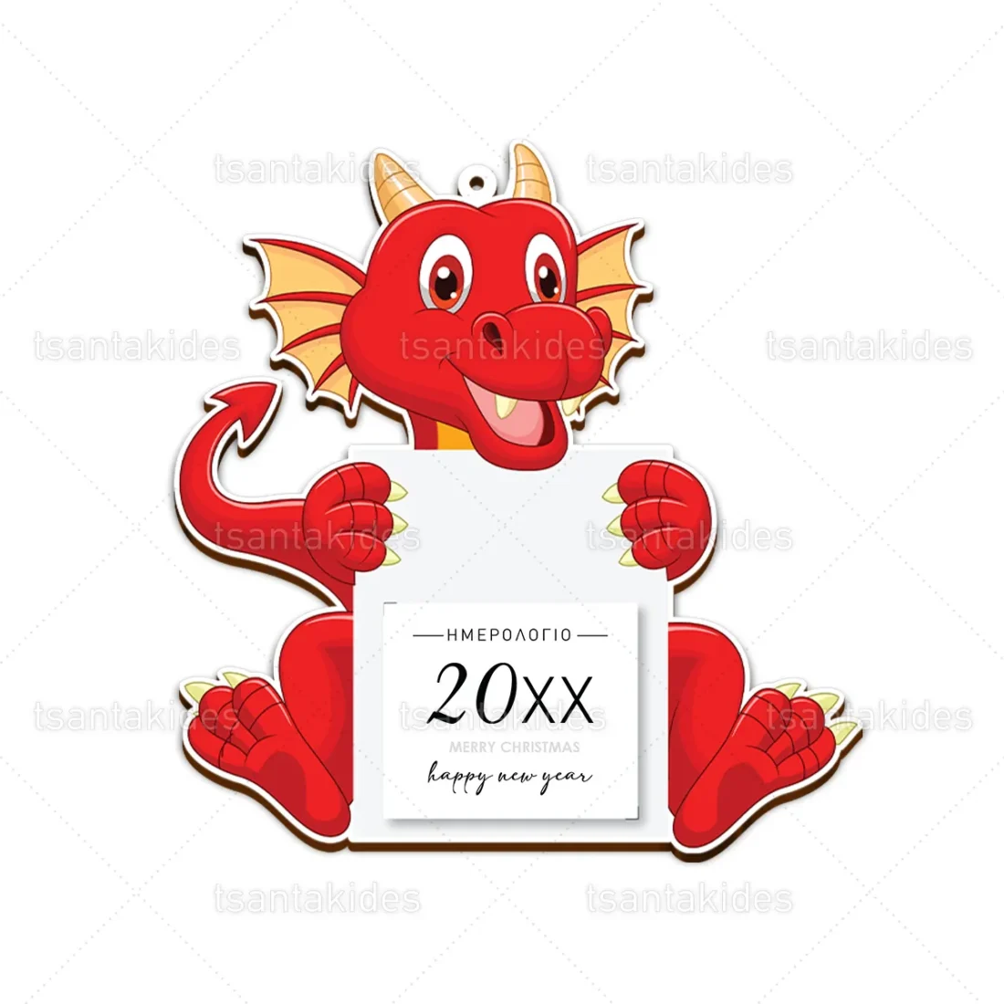 Ξύλινο ημερολόγιο εκτυπωμένο RED DINOSAUR