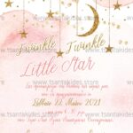 Προσκλητήριο Bάπτισης " Twinkle little stars" για κορίτσι