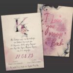 Προσκλητήριο Bάπτισης TO THE MOON AND BACK για κορίτσι