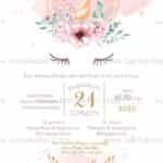 Προσκλητήριο Bάπτισης "Μονόκερος" για κορίτσι