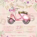 Προσκλητήριο Bάπτισης "Vespa" για κορίτσι
