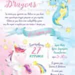 Προσκλητήριο Bάπτισης "Μονόκερος και δράκος" για δίδυμα