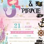 Προσκλητήριο Bάπτισης "Γοργόνα και πειρατής" για δίδυμα