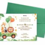 Προσκλητήριο Bάπτισης JUNGLE RIDE για αγόρι