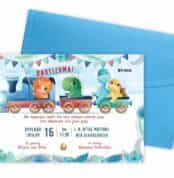 Προσκλητήριο Bάπτισης DINO TRAIN για αγόρι
