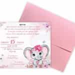 Προσκλητήριο Bάπτισης ΕΛΕΦΑΝΤΑΚΙ για κορίτσι