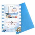 Προσκλητήριο Bάπτισης ΚΑΡΑΒΑΚΙ για αγόρι